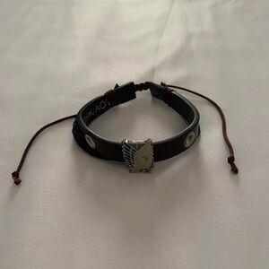 attack on titan double layered braided bracelet with survey corps charm